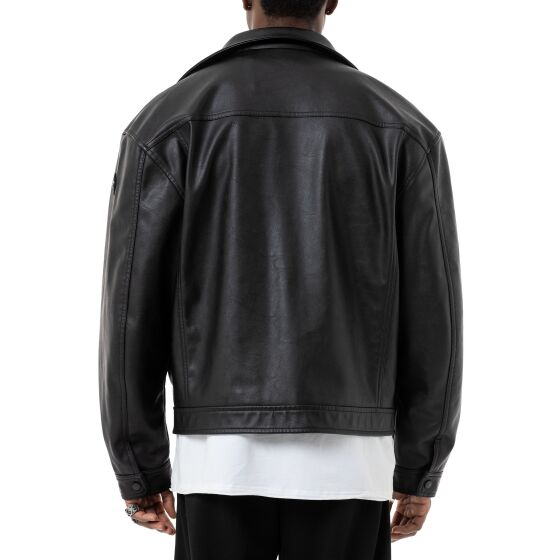 Red Bridge Mens Leather Bomber Jacket Black M