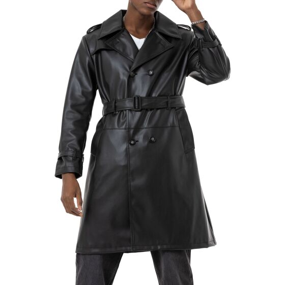 Red Bridge Herren Kunst-Leder Trenchcoat Peacoat Caban Stutzer