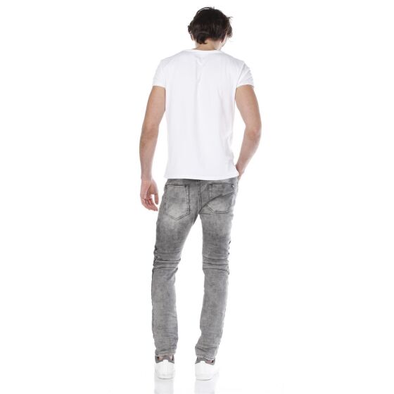 Red Bridge Mens Biker Skinny Drainpipe Jeans Pants Denim Grey