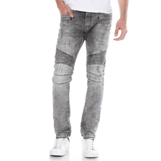 Red Bridge Herren Biker Skinny Röhrenjeans Jeans Pants Denim Grau