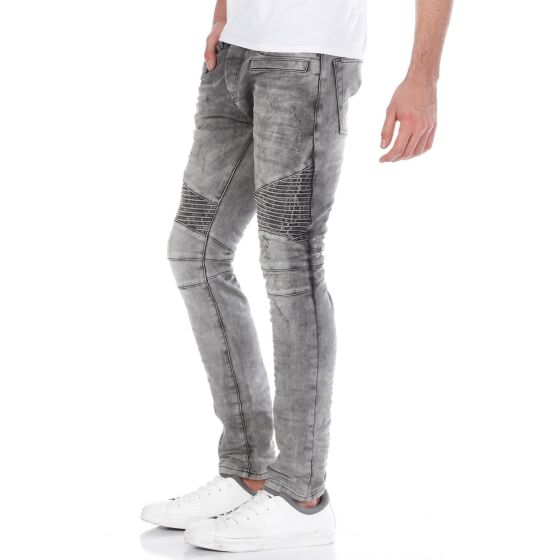 Red Bridge Herren Biker Skinny Röhrenjeans Jeans Pants Denim Grau