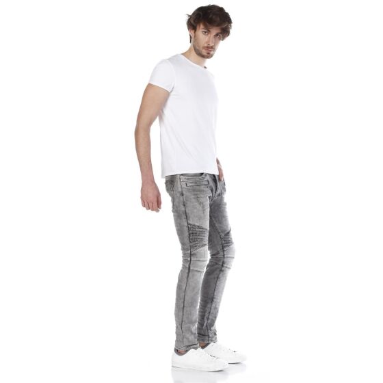 Red Bridge Herren Biker Skinny Röhrenjeans Jeans Pants Denim Grau