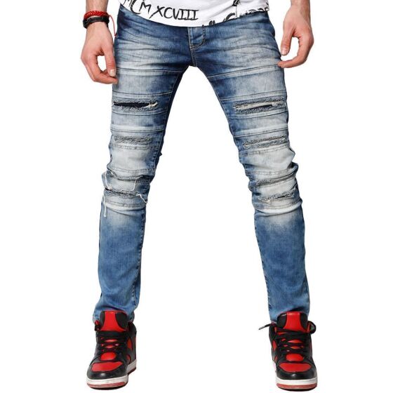 Red Bridge Herren Cut Lines Röhrenjeans Jeans Pants Denim blau