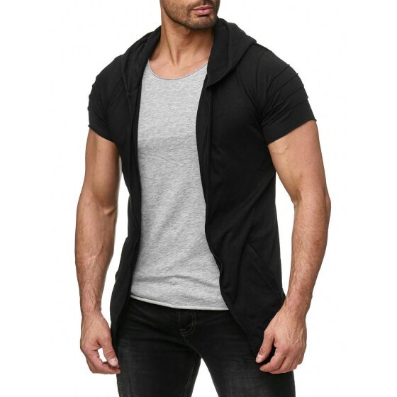 Red Bridge Mens double layer hooded t-shirt black grey
