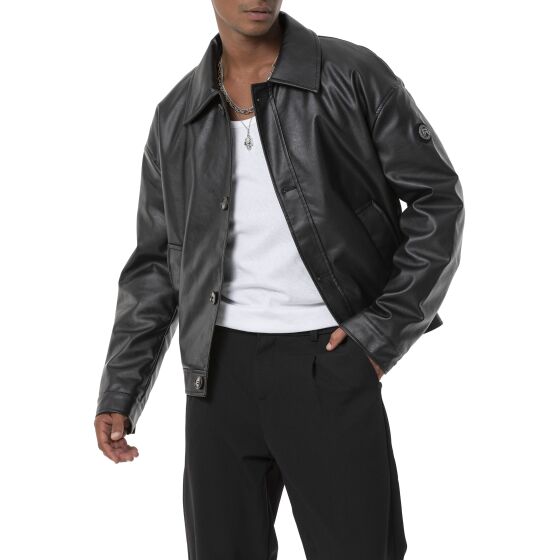Red Bridge Herren Oversize Button Leder Biker Jacke