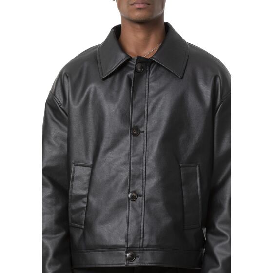 Red Bridge Herren Oversize Button Leder Biker Jacke