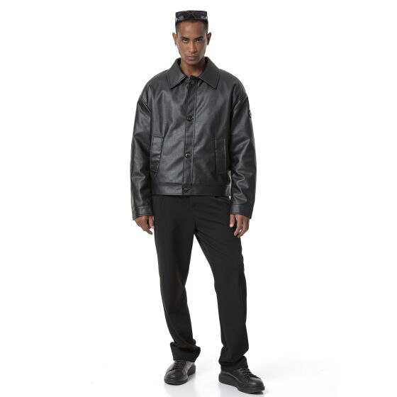 Red Bridge Herren Oversize Button Leder Biker Jacke