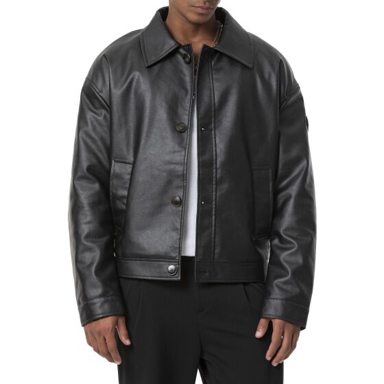 Red Bridge Herren Oversize Button Leder Biker Jacke