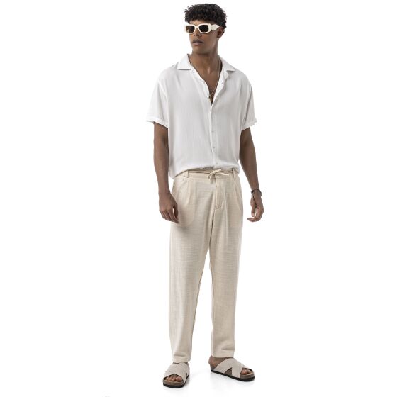 Red Bridge by Spruce Herren Leinenhose – Bequeme Knöchellange Freizeithose mit Kordelzug