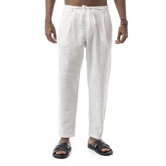 Red Bridge by Spruce Herren Leinenhose – Bequeme Knöchellange Freizeithose mit Kordelzug