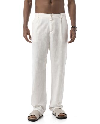 Red Bridge by Spruce Mens Linen Trousers with Buttons,...