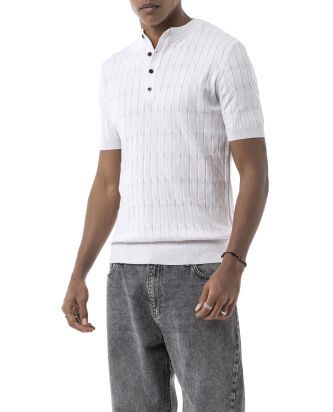 Red Bridge Mens knitted polo shirt with button placket...