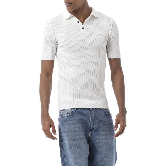 Red Bridge by Tarz Cool Mens Knitted Polo Shirt with Button Placket - Short Sleeve Retro Summer Look