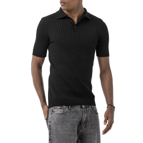 Red Bridge by Tarz Cool Mens Knitted Polo Shirt with Button Placket - Short Sleeve Retro Summer Look