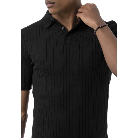 Red Bridge by Tarz Cool Mens Knitted Polo Shirt with Button Placket - Short Sleeve Retro Summer Look