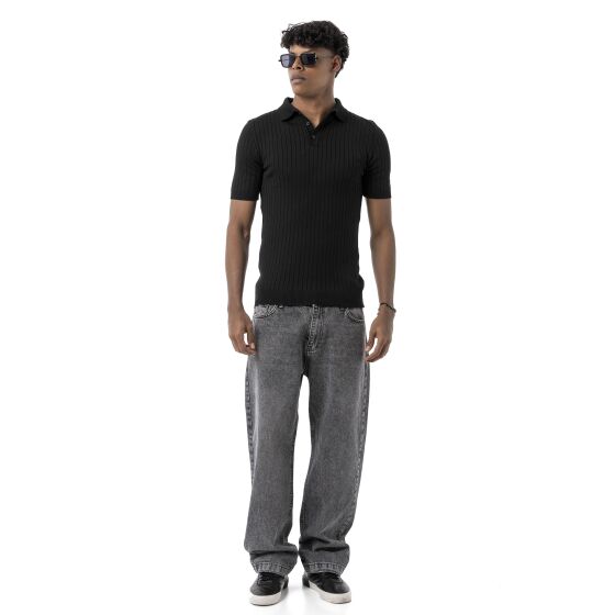 Red Bridge by Tarz Cool Mens Knitted Polo Shirt with Button Placket - Short Sleeve Retro Summer Look