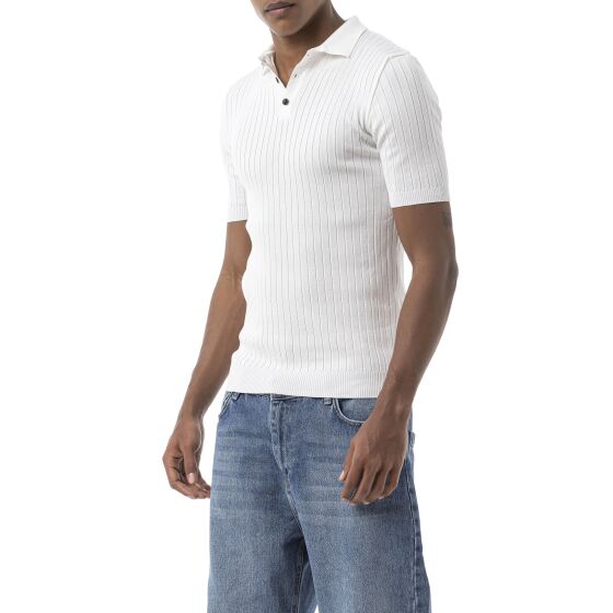 Red Bridge by Tarz Cool Mens Knitted Polo Shirt with Button Placket - Short Sleeve Retro Summer Look