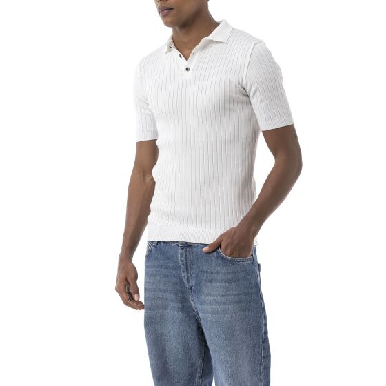 Red Bridge by Tarz Cool Mens Knitted Polo Shirt with Button Placket - Short Sleeve Retro Summer Look