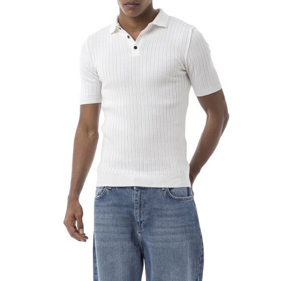 Red Bridge by Tarz Cool Mens Knitted Polo Shirt with Button Placket - Short Sleeve Retro Summer Look