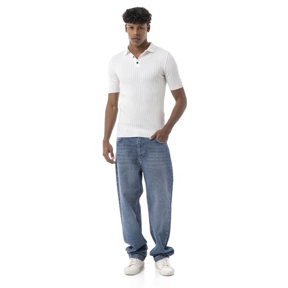 Red Bridge by Tarz Cool Mens Knitted Polo Shirt with Button Placket - Short Sleeve Retro Summer Look