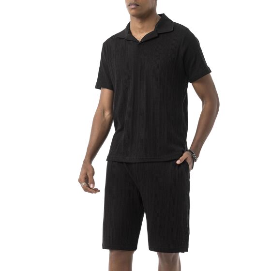 Red Bridge by Tarz Cool Herren Sommer Set Zweiteiler – Strick Polo T-Shirt und Shorts – Atmungsaktiver Freizeitanzug mit Strukturmuster