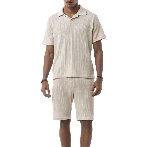 Red Bridge by Tarz Cool Herren Sommer Set Zweiteiler – Strick Polo T-Shirt und Shorts – Atmungsaktiver Freizeitanzug mit Strukturmuster