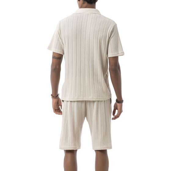 Red Bridge by Tarz Cool Herren Sommer Set Zweiteiler – Strick Polo T-Shirt und Shorts – Atmungsaktiver Freizeitanzug mit Strukturmuster