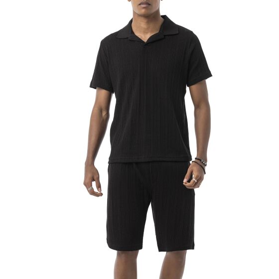 Red Bridge by Tarz Cool Herren Sommer Set Zweiteiler – Strick Polo T-Shirt und Shorts – Atmungsaktiver Freizeitanzug mit Strukturmuster