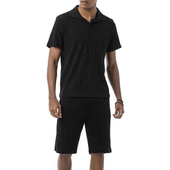 Red Bridge by Tarz Cool Herren Sommer Set Zweiteiler – Strick Polo T-Shirt und Shorts – Atmungsaktiver Freizeitanzug mit Strukturmuster