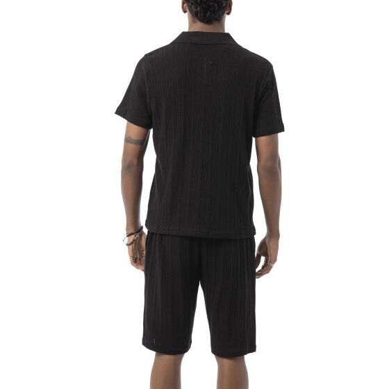 Red Bridge by Tarz Cool Mens Summer Set Two–piece Knit Polo T-Shirt and Shorts - Breathable leisure suit with textured pattern