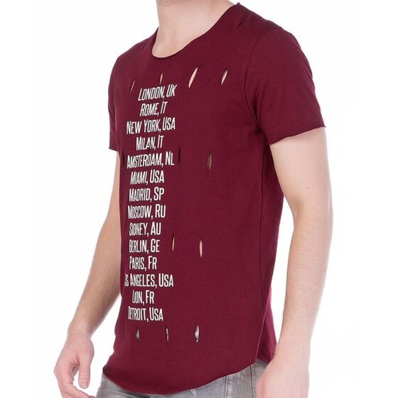 Red Bridge Herren World Travel T-Shirt bordeaux