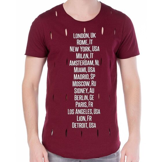 Red Bridge Herren World Travel T-Shirt Bordeaux XXL