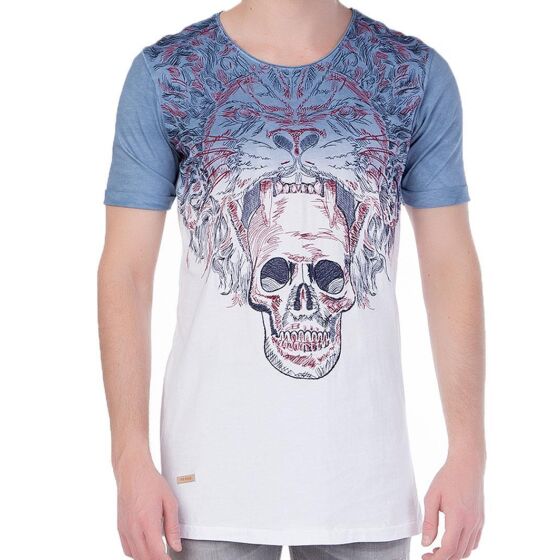 Red Bridge Herren 2-Tone Lion Skull T-Shirt blau weiss