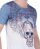 Red Bridge Mens 2-Tone Lion Skull T-Shirt blue white