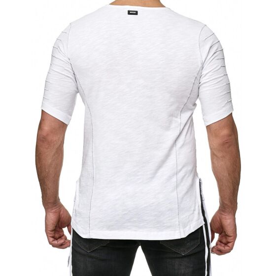 Red Bridge Mens Fluted Oversized T-Shirt white