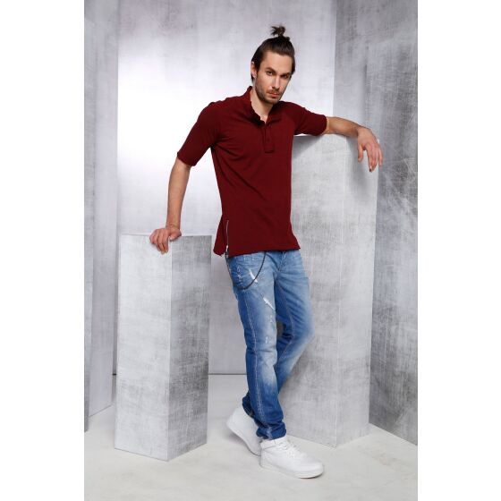 Red Bridge Herren Button Down Oversized T-Shirt bordeaux
