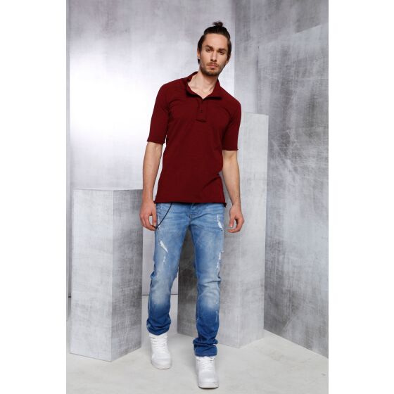 Red Bridge Herren Button Down Oversized T-Shirt bordeaux
