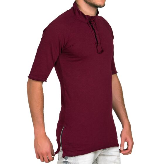 Red Bridge Herren Button Down Oversized T-Shirt bordeaux