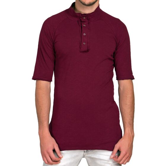 Red Bridge Herren Button Down Oversized T-Shirt bordeaux