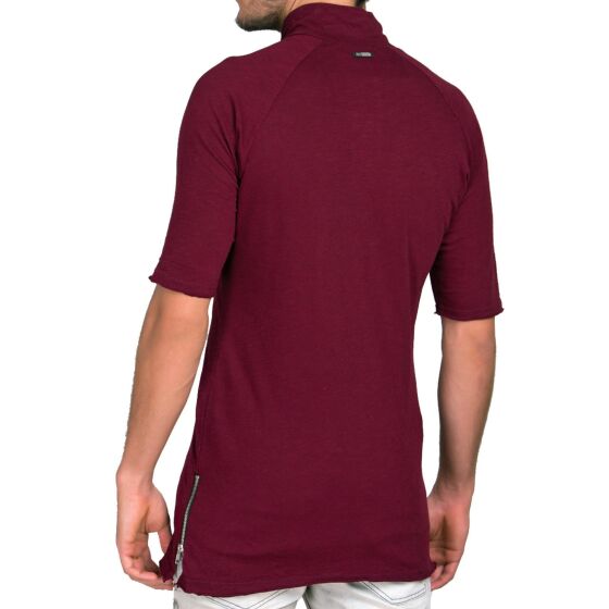 Red Bridge Herren Button Down Oversized T-Shirt bordeaux