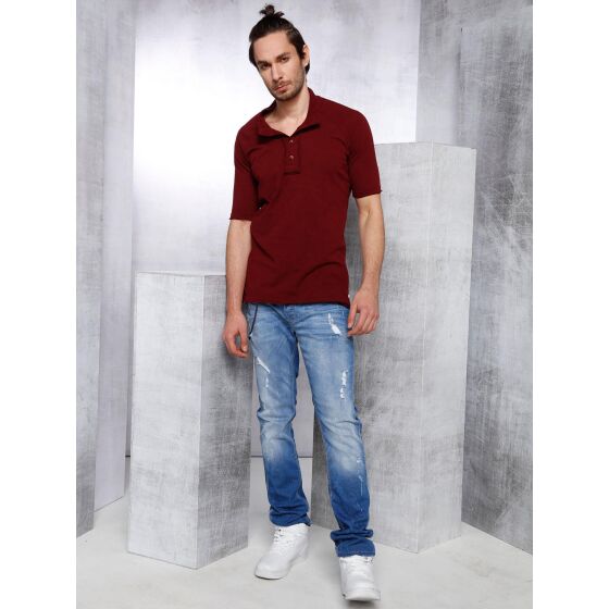 Red Bridge Mens Button Down Oversized T-Shirt bordeaux