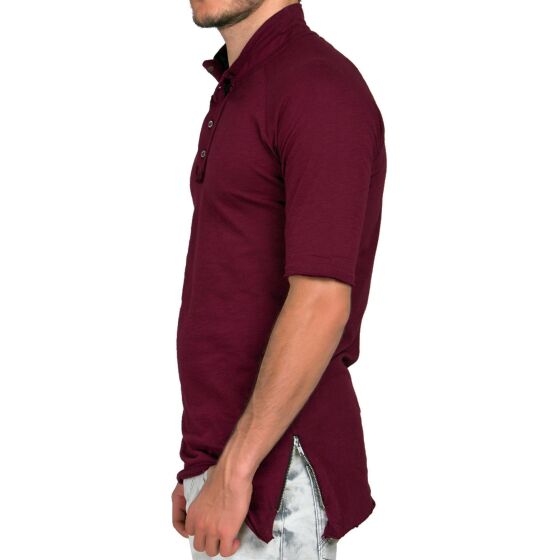 Red Bridge Mens Button Down Oversized T-Shirt bordeaux