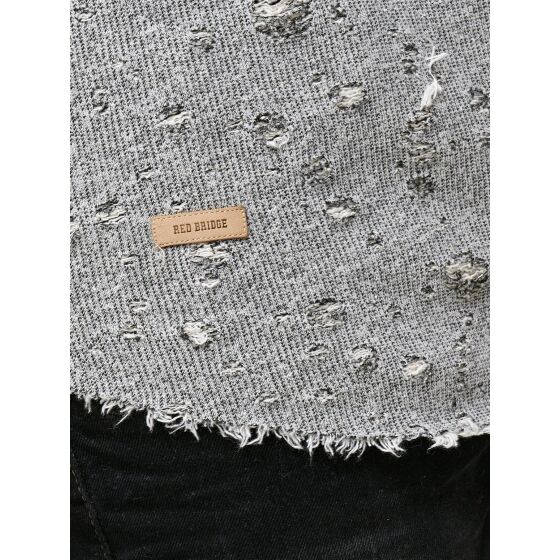 Red Bridge Mens T-Shirt Mega Destroyed Ripped Grey