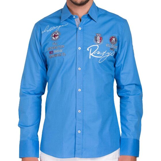 Red Bridge Mens R-Style Design Regular Fit Long Sleeve Shirt Blue 2XL