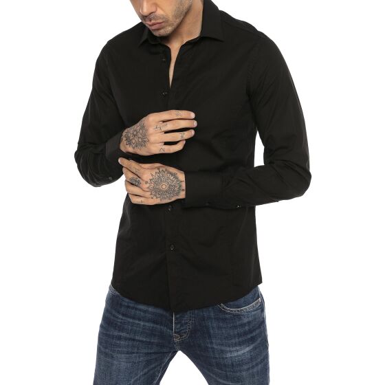 Red Bridge Herren Basic Design Slim Fit Langarm Hemd Black 2XL