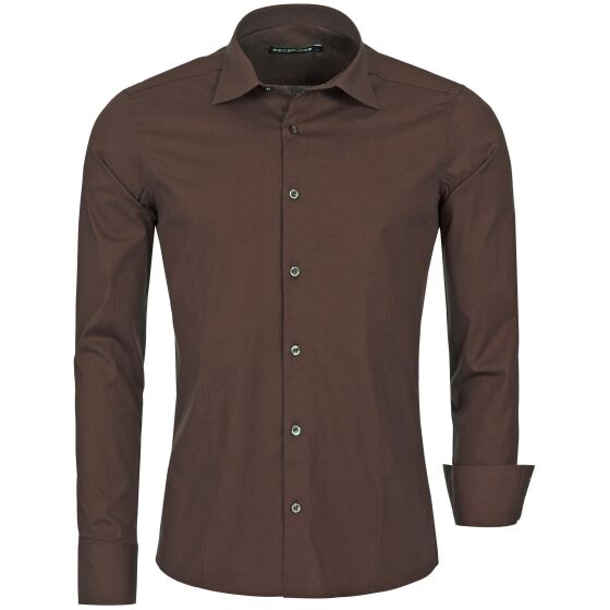 Red Bridge Herren Basic Design Slim Fit Langarm Hemd Brown 2XL