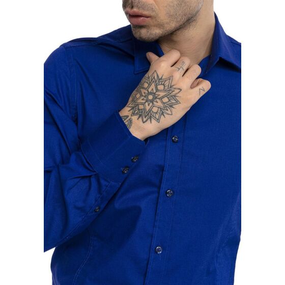 Red Bridge Mens Basic Design Slim Fit Long Sleeve Shirt Saxeblue 2XL