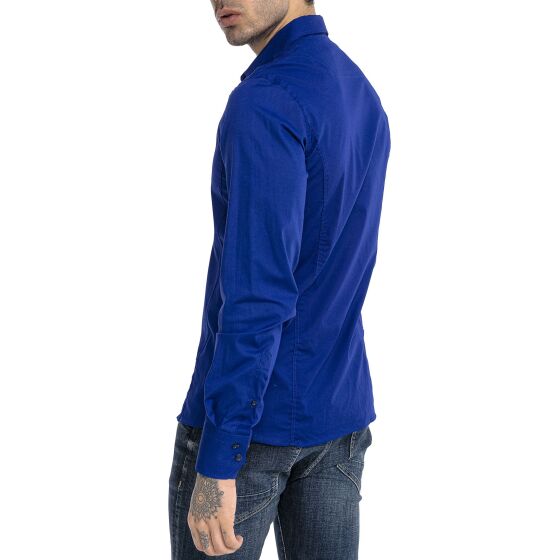 Red Bridge Mens Basic Design Slim Fit Long Sleeve Shirt Saxeblue 2XL