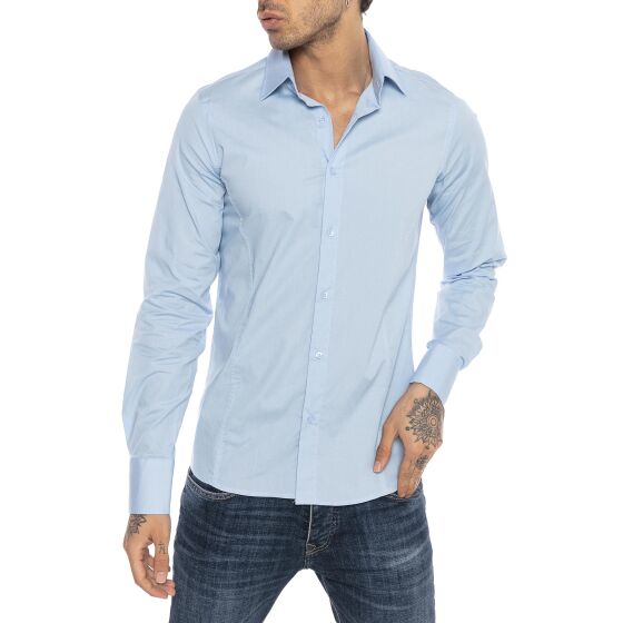 Red Bridge Herren Basic Design Slim Fit Langarm Hemd Hellblau 2XL