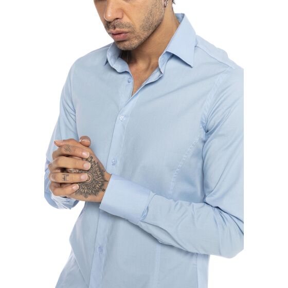 Red Bridge Herren Basic Design Slim Fit Langarm Hemd Hellblau 2XL